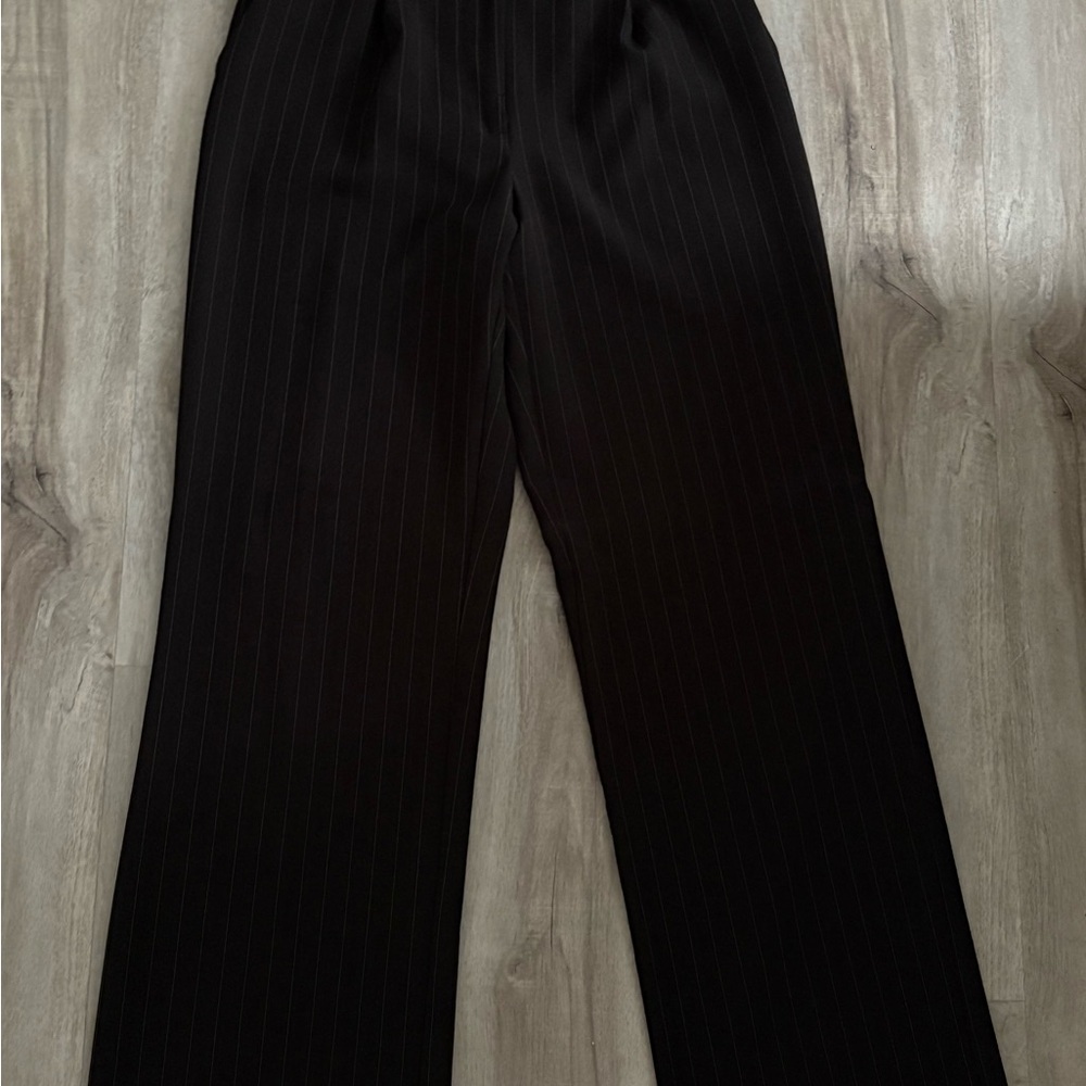 Elegant Black Pinstripe Women's Pants